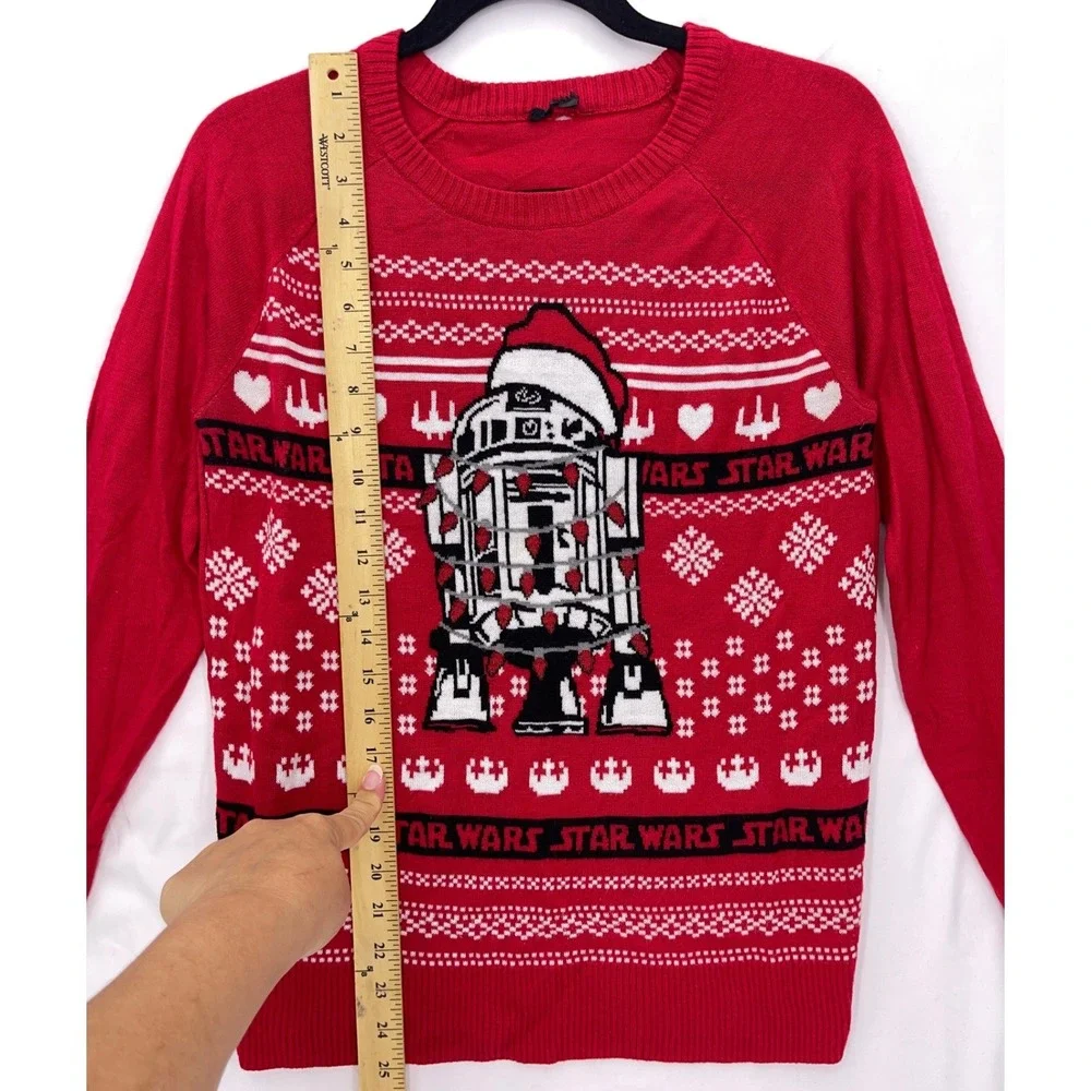 Star Wars Red R2-D2 Holiday Ugly Christmas Sweater Small Raglan Crew Neck